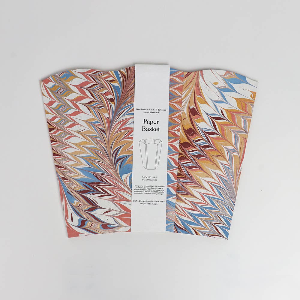 MARBLED SCALLOPED COLLAPSIBLE BASKET - DESERT : Desert Feather