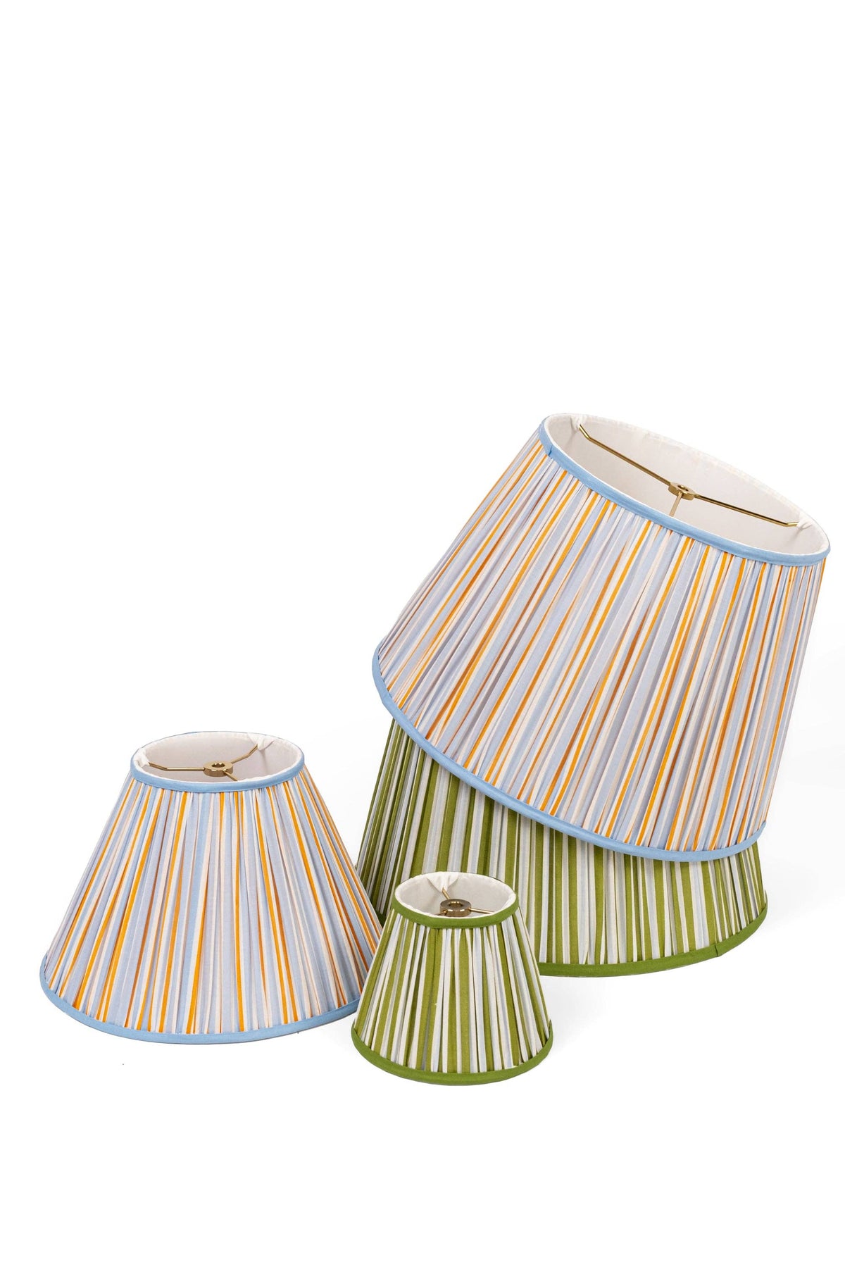 Green + White Stripes Lampshade - 16"