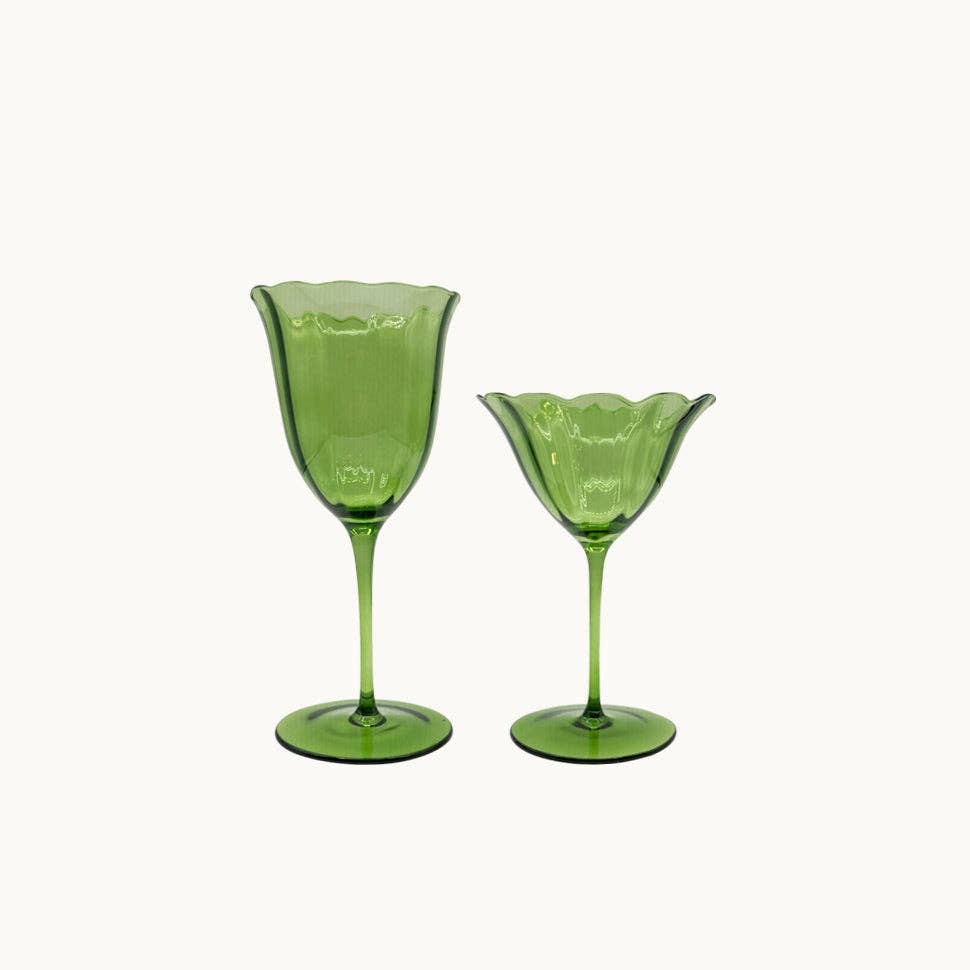 Lily  green water glasses (set of 4)