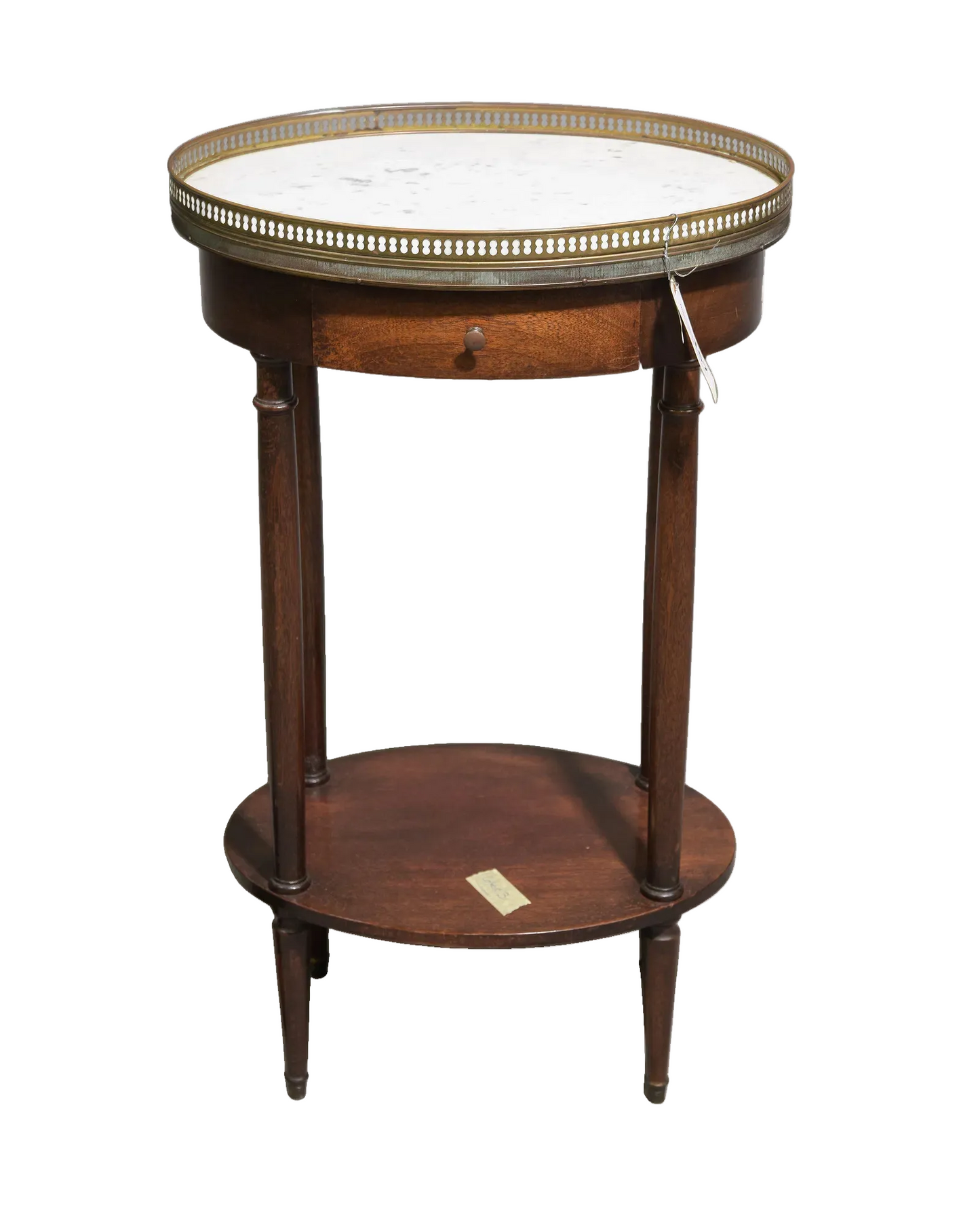 Louis XVI Style White Marble Two Tier Table