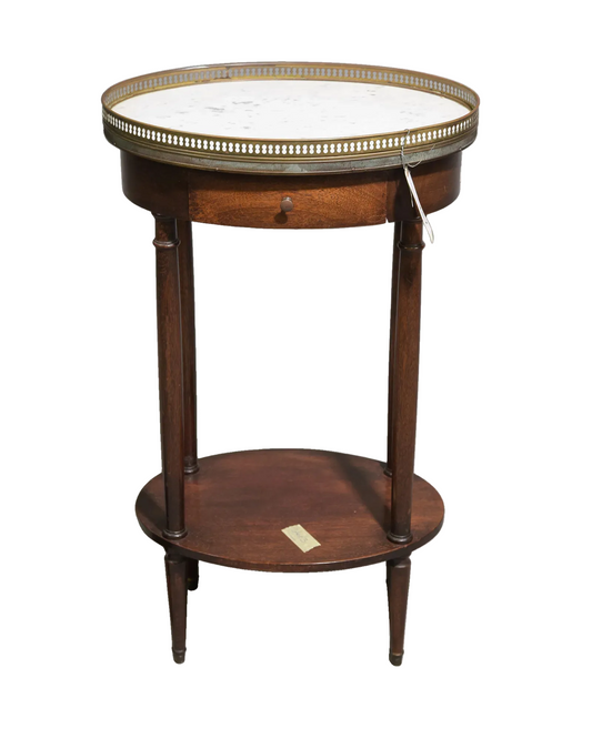 Louis XVI Style White Marble Two Tier Table