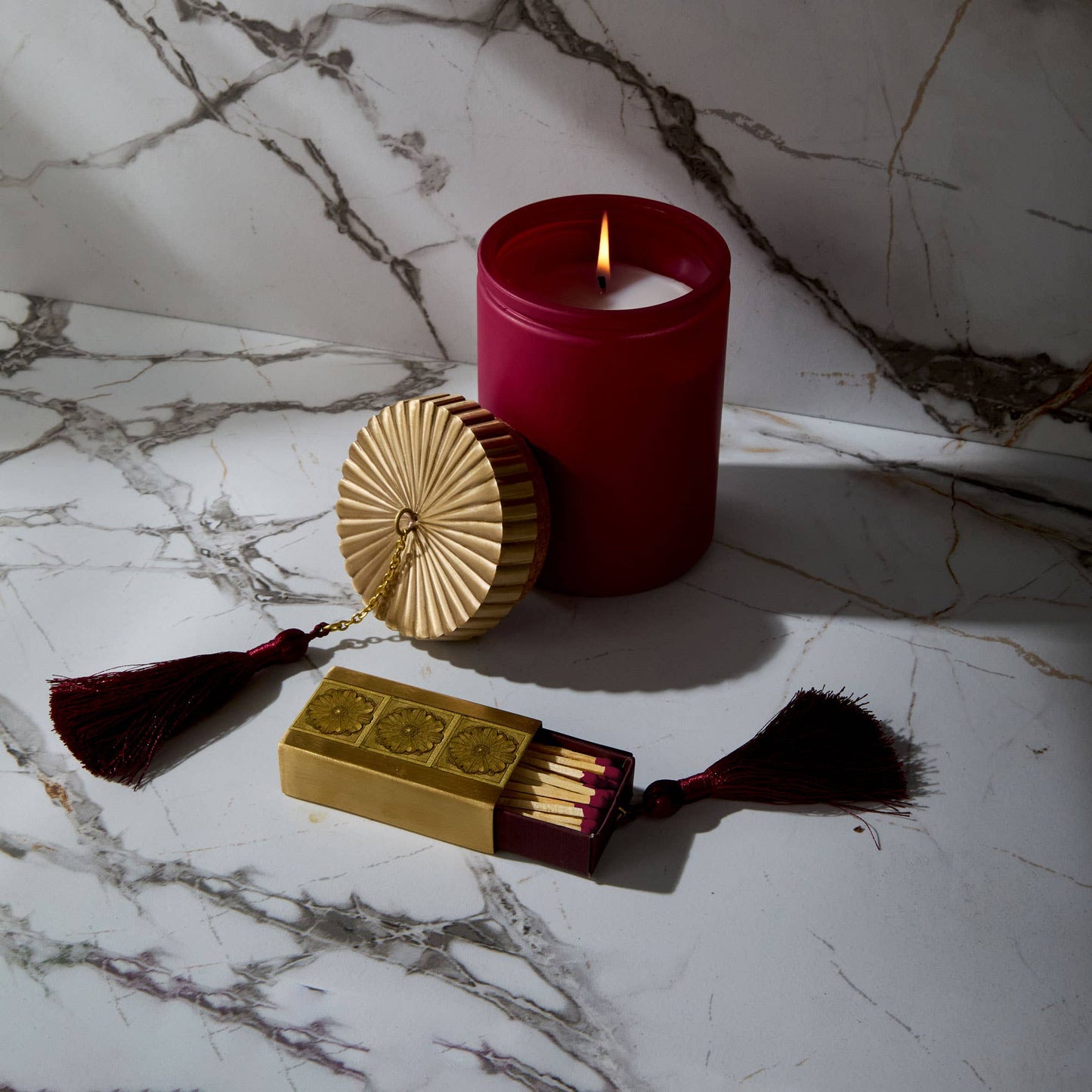 Gilded Brass Matchbox with Mulberry Tassel