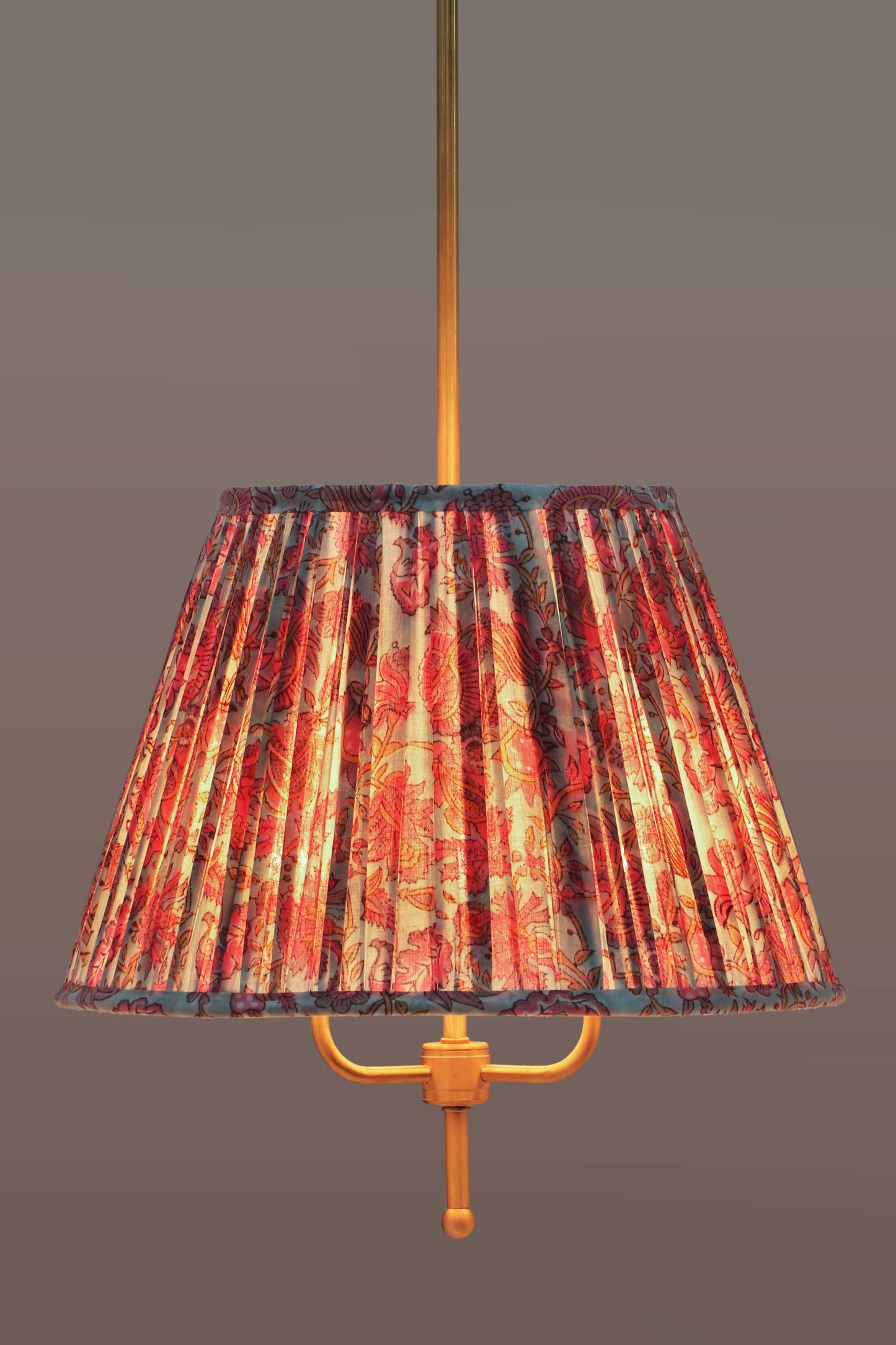 Blue and Pink Flower Pleated Lamp Shade
