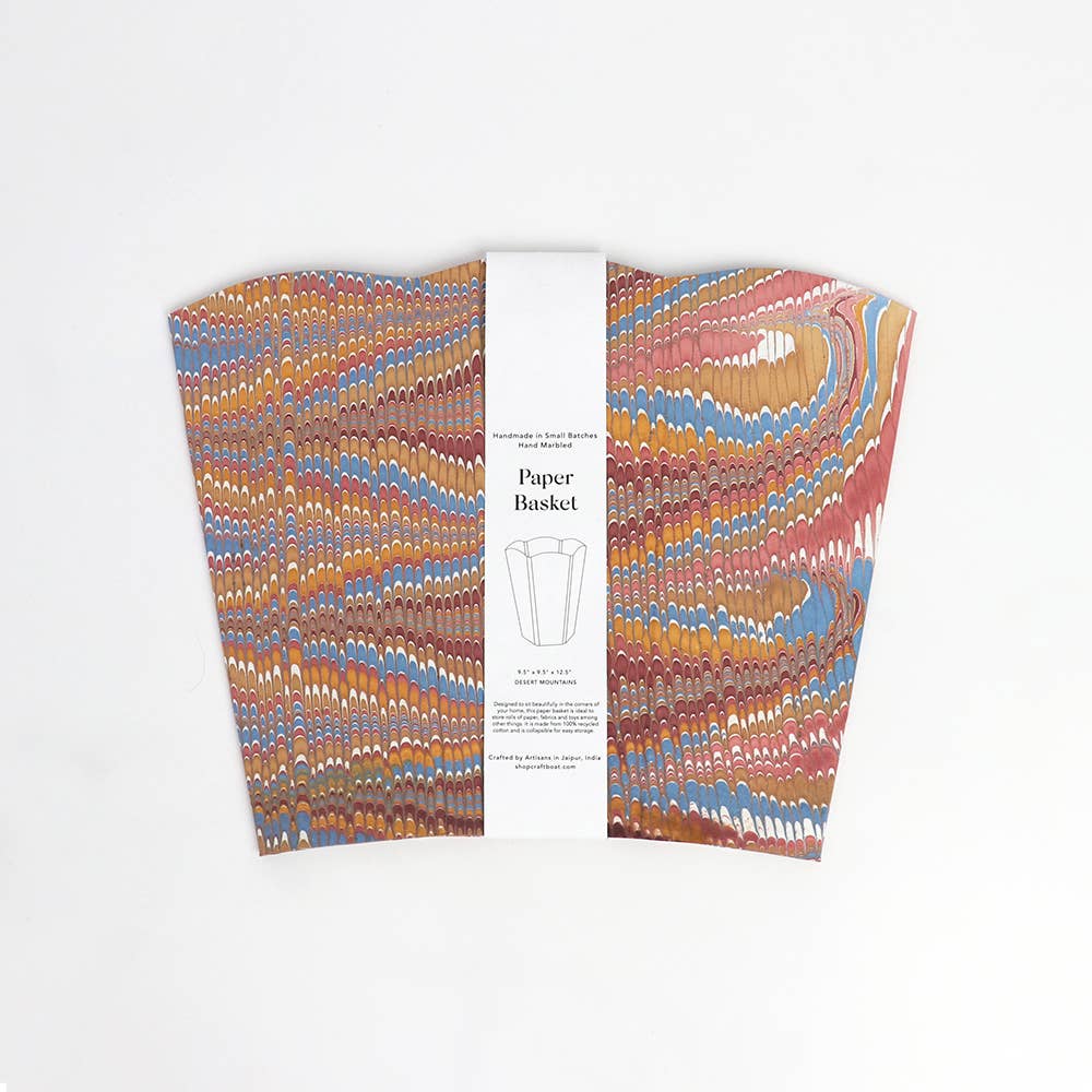 MARBLED SCALLOPED COLLAPSIBLE BASKET - DESERT : Desert Feather