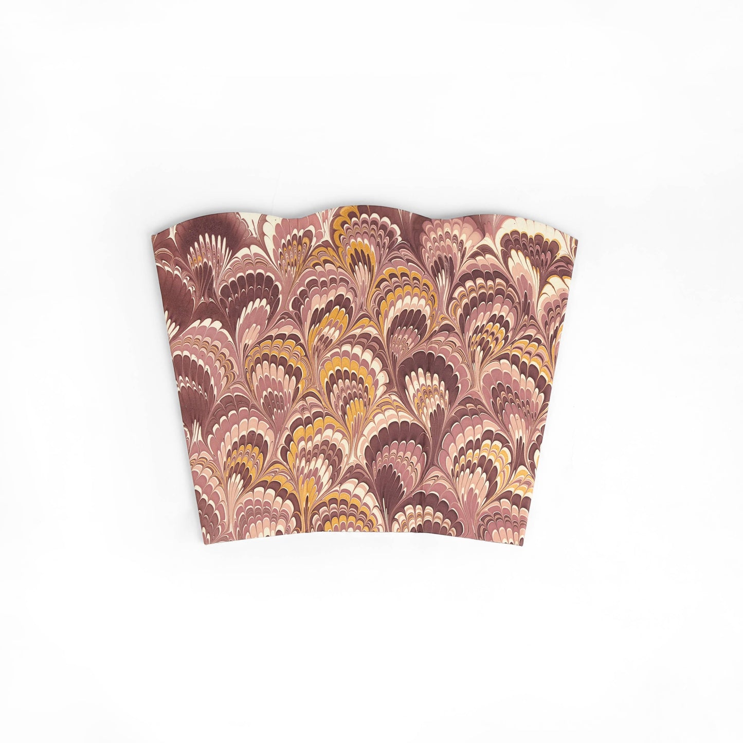 MARBLED SCALLOPED COLLAPSIBLE BASKET - BURGUNDY GOLD PEACOCK