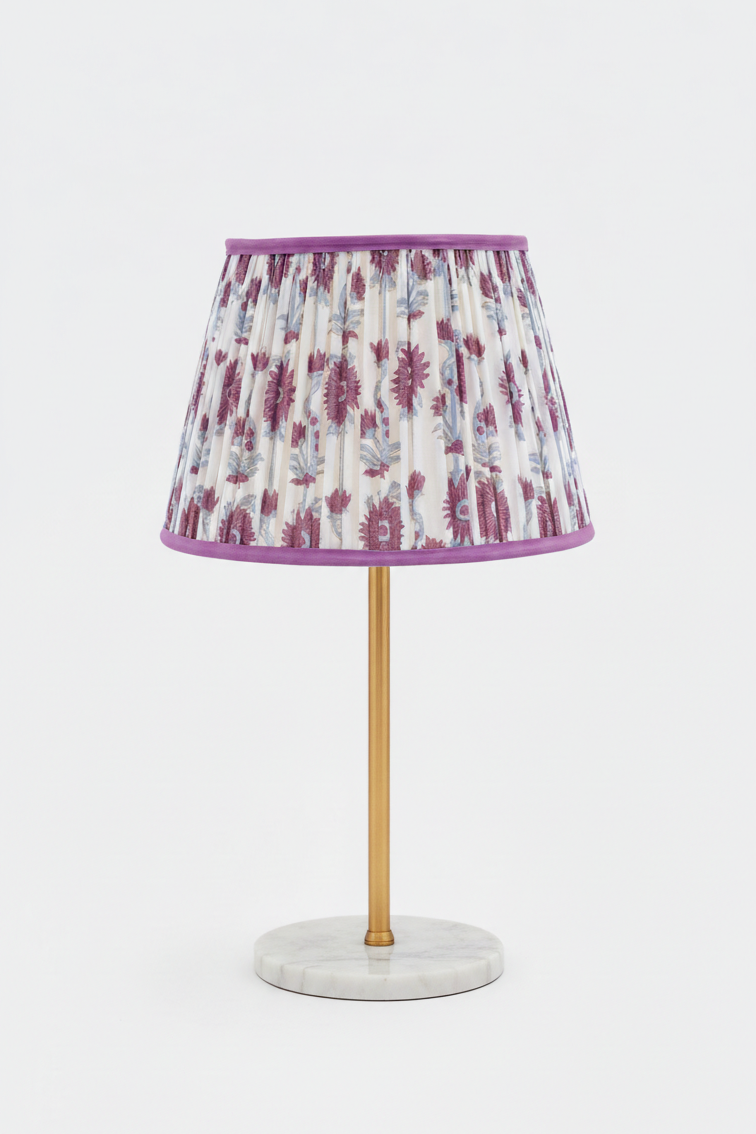 Purple Floral Vine Blockprint Lampshade - 14"