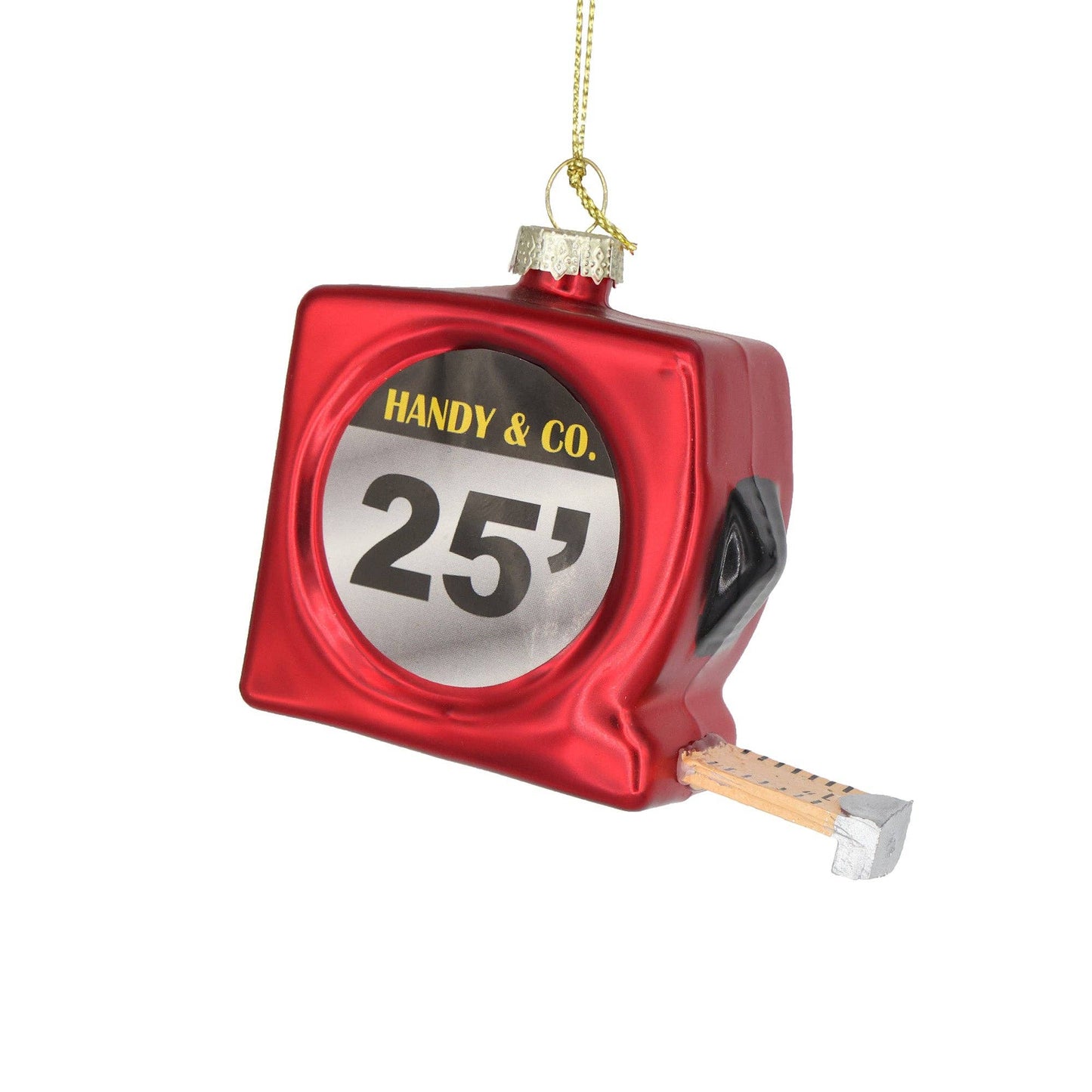 Red Measuring Tape Glass Ornament