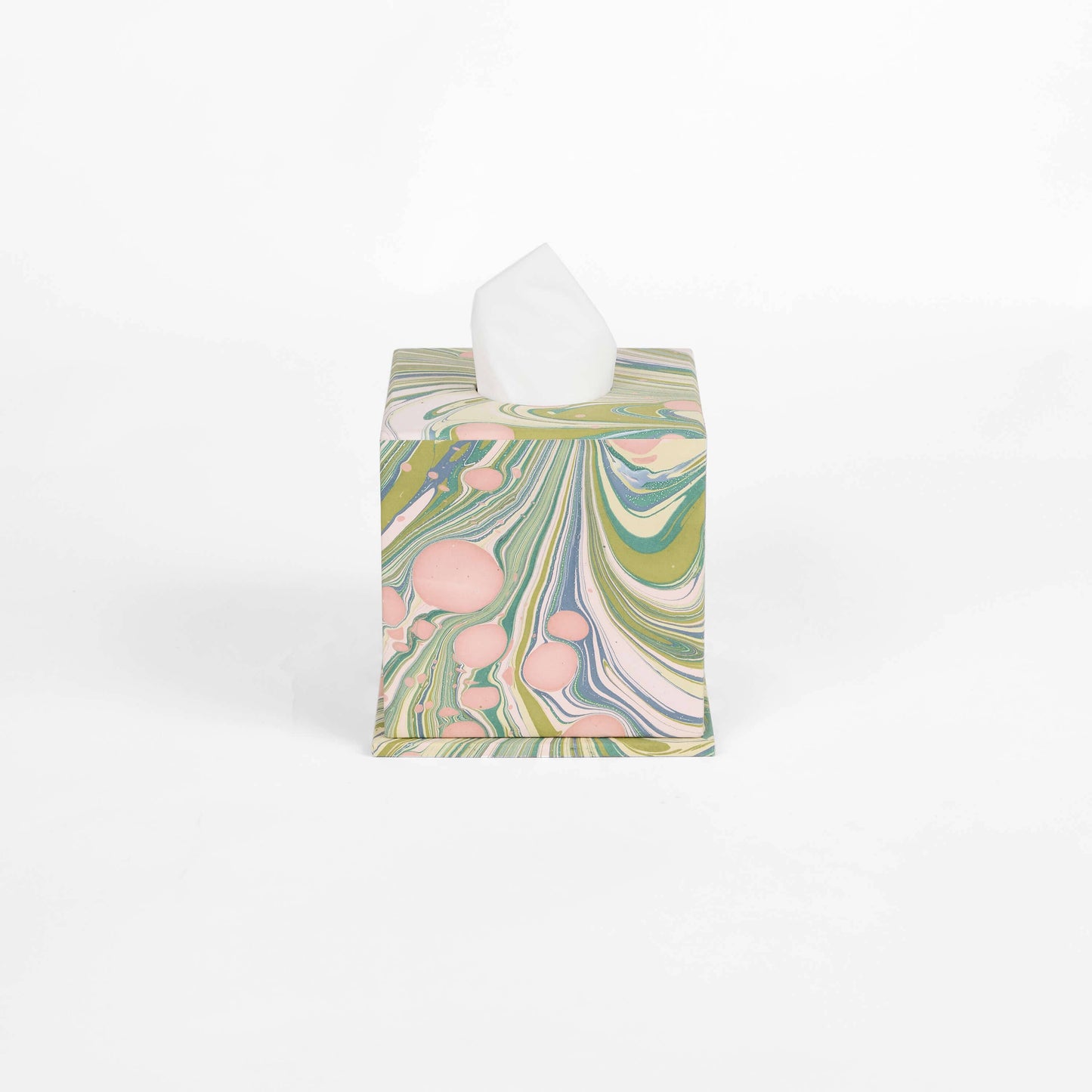 MARBLED LARGE TISSUE BOX - MOSS FIRE WHIRL