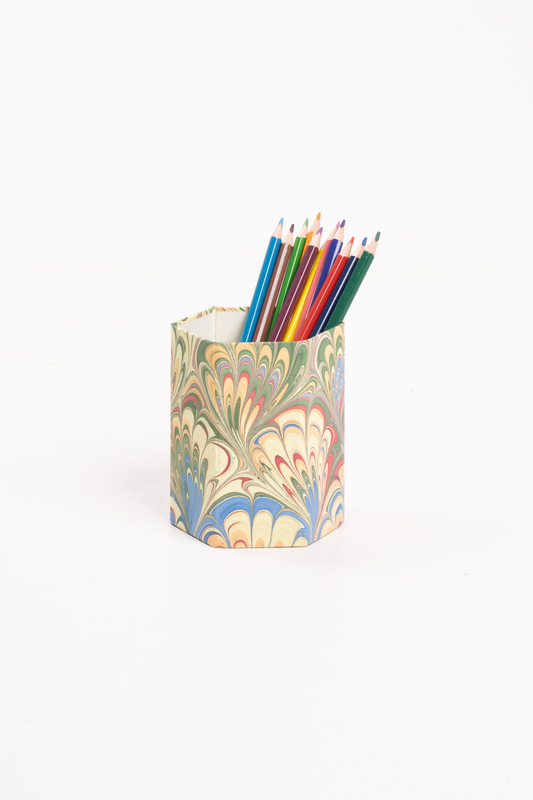 Hand-Marbled Pencil Holder Organizer in Multicolor