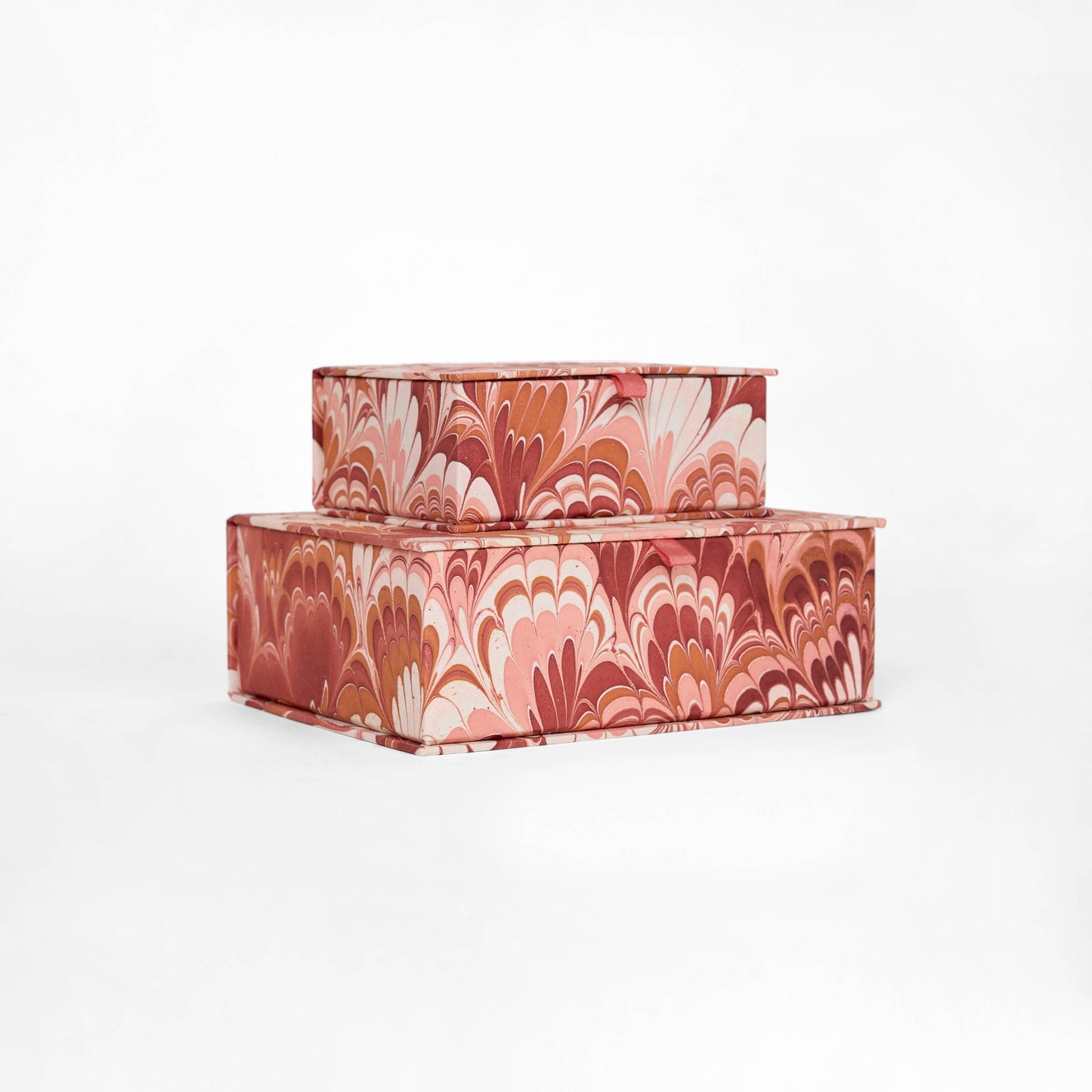 MARBLED KEEPSAKE BOX SET - RED PEACOCK