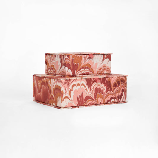 MARBLED KEEPSAKE BOX SET - RED PEACOCK