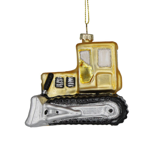 Bulldozer Glass Ornament