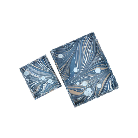 MARBLED SCALLOPED TRAY WHIRL BLUE LARGE