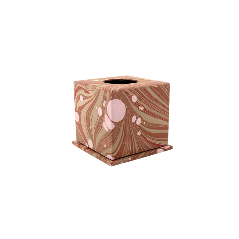 MARBLED TISSUE BOX FIRE WHIRL - OCHRE
