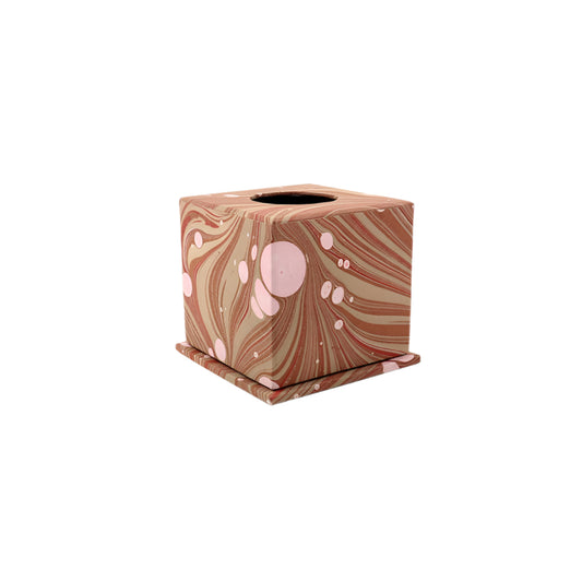 MARBLED TISSUE BOX FIRE WHIRL - OCHRE