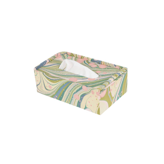 Marbled Rectangle Tissue Box - MOSS FIRE WHIRL